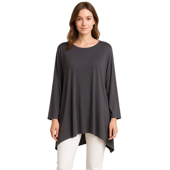 Last Tango Gray Dolman Sleeve Tunic Top Small Flowy Stretch Y2K - Picture 1 of 5